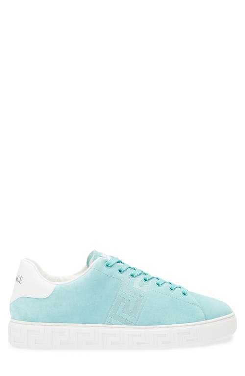 Versace Greca Suede Low Top Sneaker In Blue
