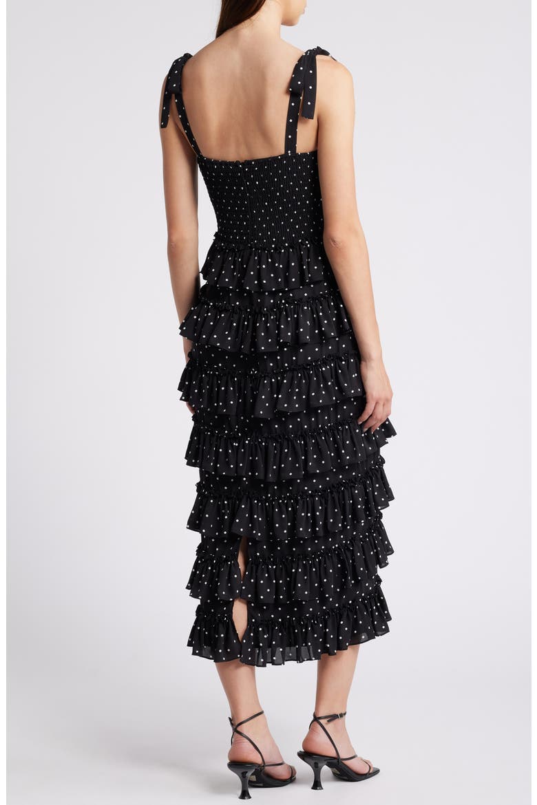 The Masie Polka Dot Tiered Dress, Alternate, color, BLACK POLKA DOT