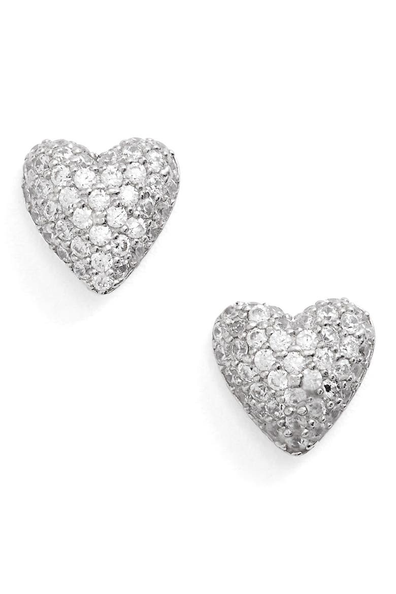 'Valentine's Day' Heart Stud Earrings, Main, color, SILVER