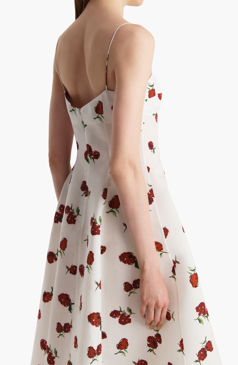 Khaite Isabella Raspberry Print Silk & Cotton Organza Dress, Alternate, color, Raspberry/ Cream