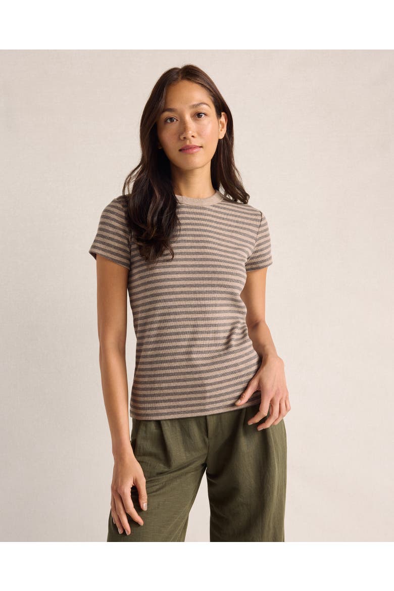 Organic Cotton Short Sleeve Striped Tee, Main, color, Carbon Hthr/Deep Mocha Hthr
