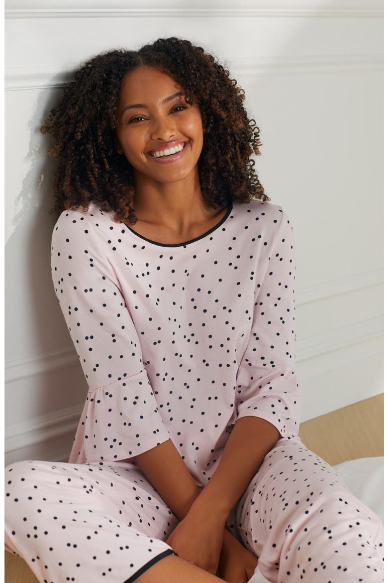 bell cuff pajamas, Alternate, color, SCATTERED DOT PINK