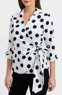 Foxcroft Salina Polka Dot Cotton Wrap Shirt