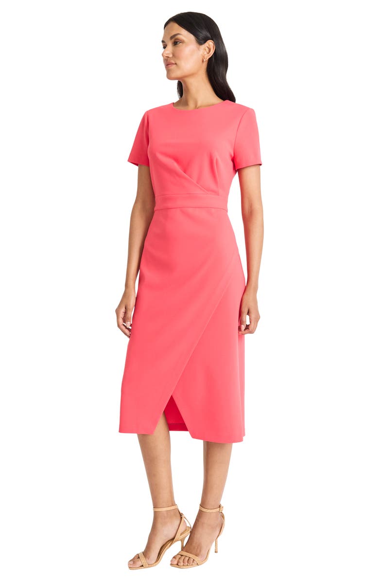 Maggy London Short Sleeve Tulip Hem Midi Dress, Alternate, color, Teaberry