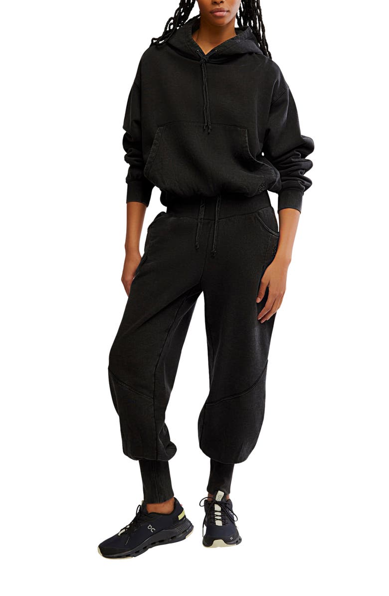 Free People Day Off Tie Waist Pants, Alternate, color, Black