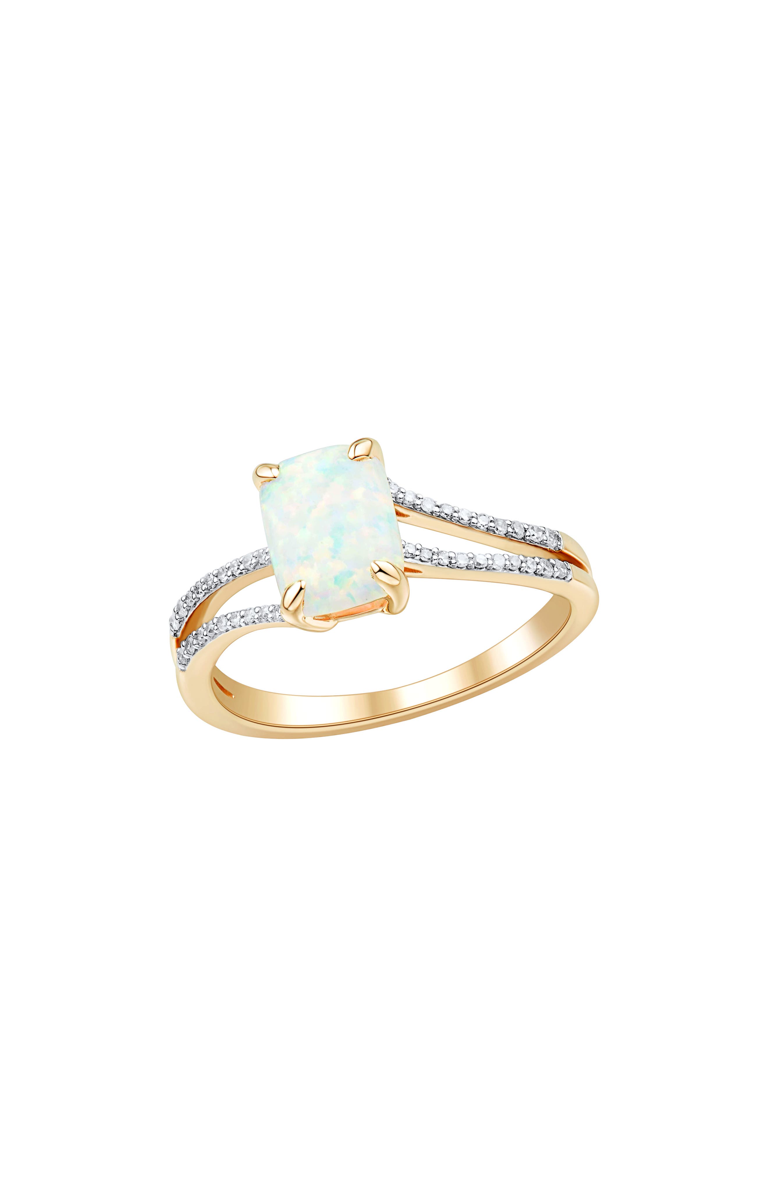 Frankie & Zoe Created Opal & Diamond Ring
