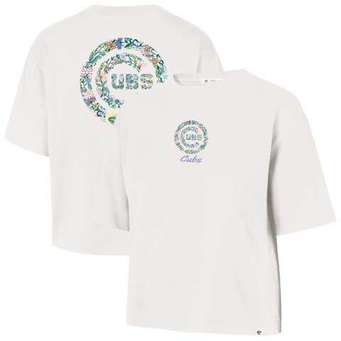 Women's '47  Natural Chicago Cubs Full Bloom Cropped T-Shirt