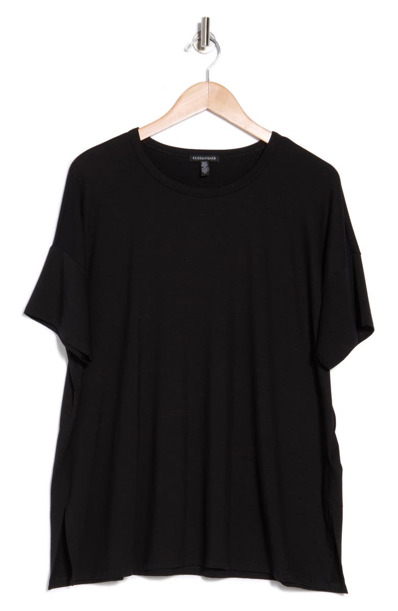 Eileen Fisher Crewneck Boxy Tunic, Alternate, color, Black