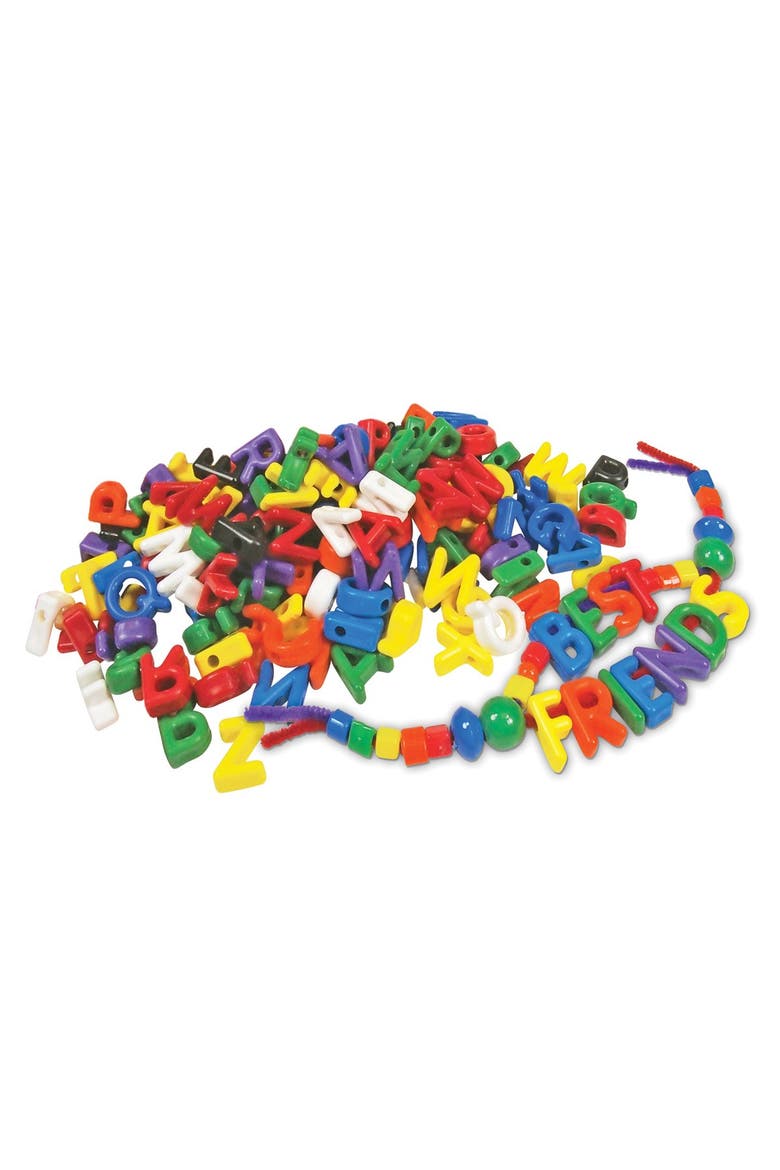 Manuscript Lacing Letter Beads - 288 Pieces, Alternate, color, Multicolored