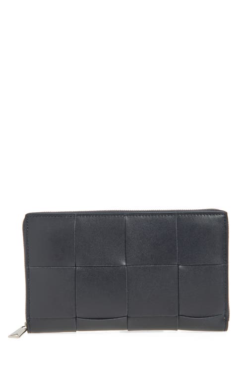Cassette Intrecciato Leather Zip Around Continental Wallet