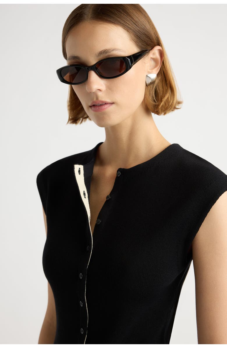 Modern Citizen Solara Cotton Button Sweater Top, Alternate, color, Black