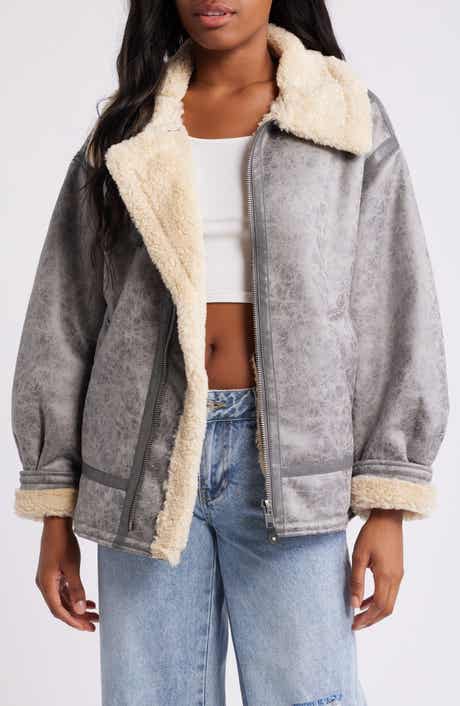 BDG Urban Outfitters Faux Leather Longline Aviator Jacket