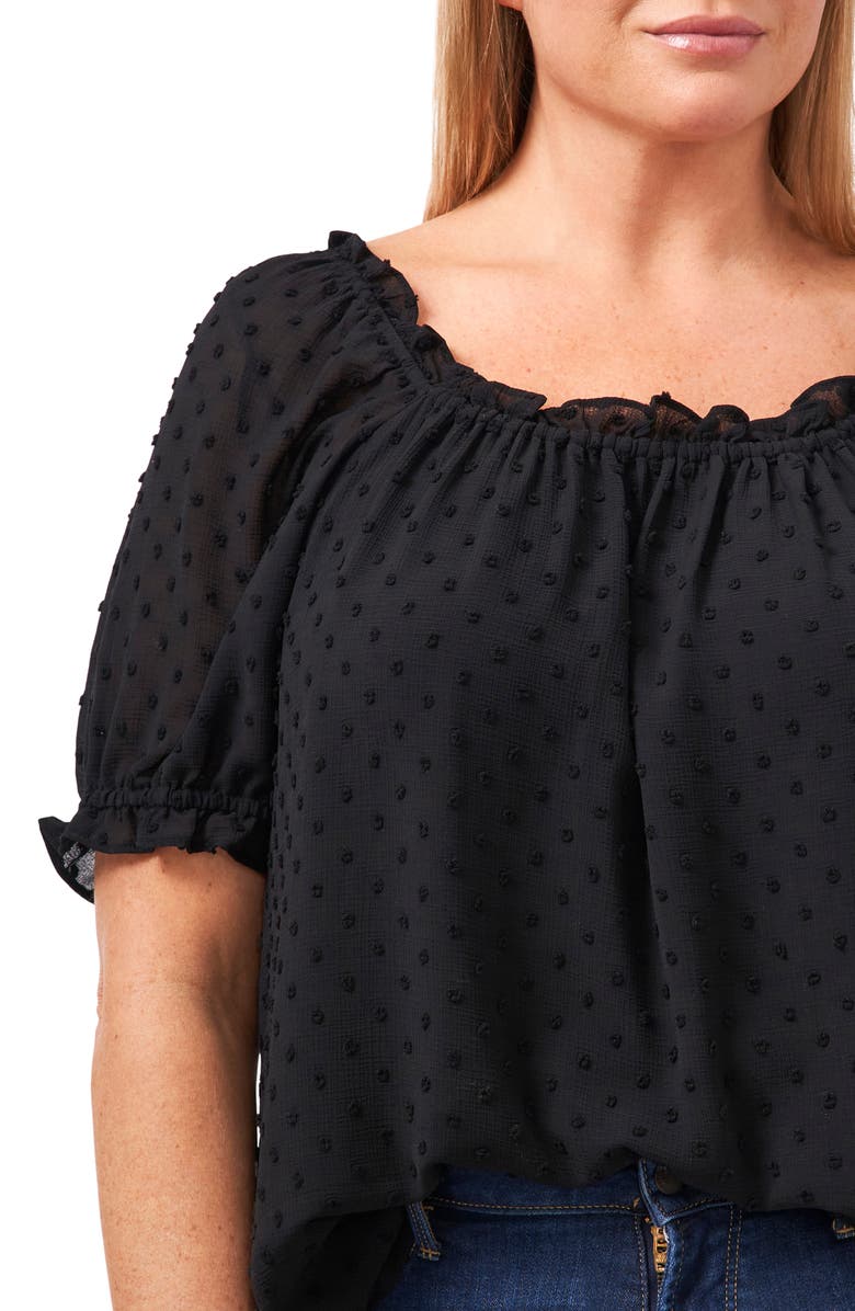 CeCe Square Neck Clip Dot Top, Alternate, color, 