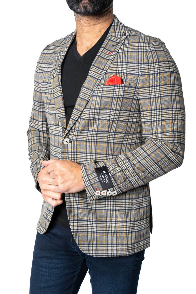 Descartes Unconstructed Plaid Coted Ivoire Yellow Blazer, Alternate, color, YELLOW