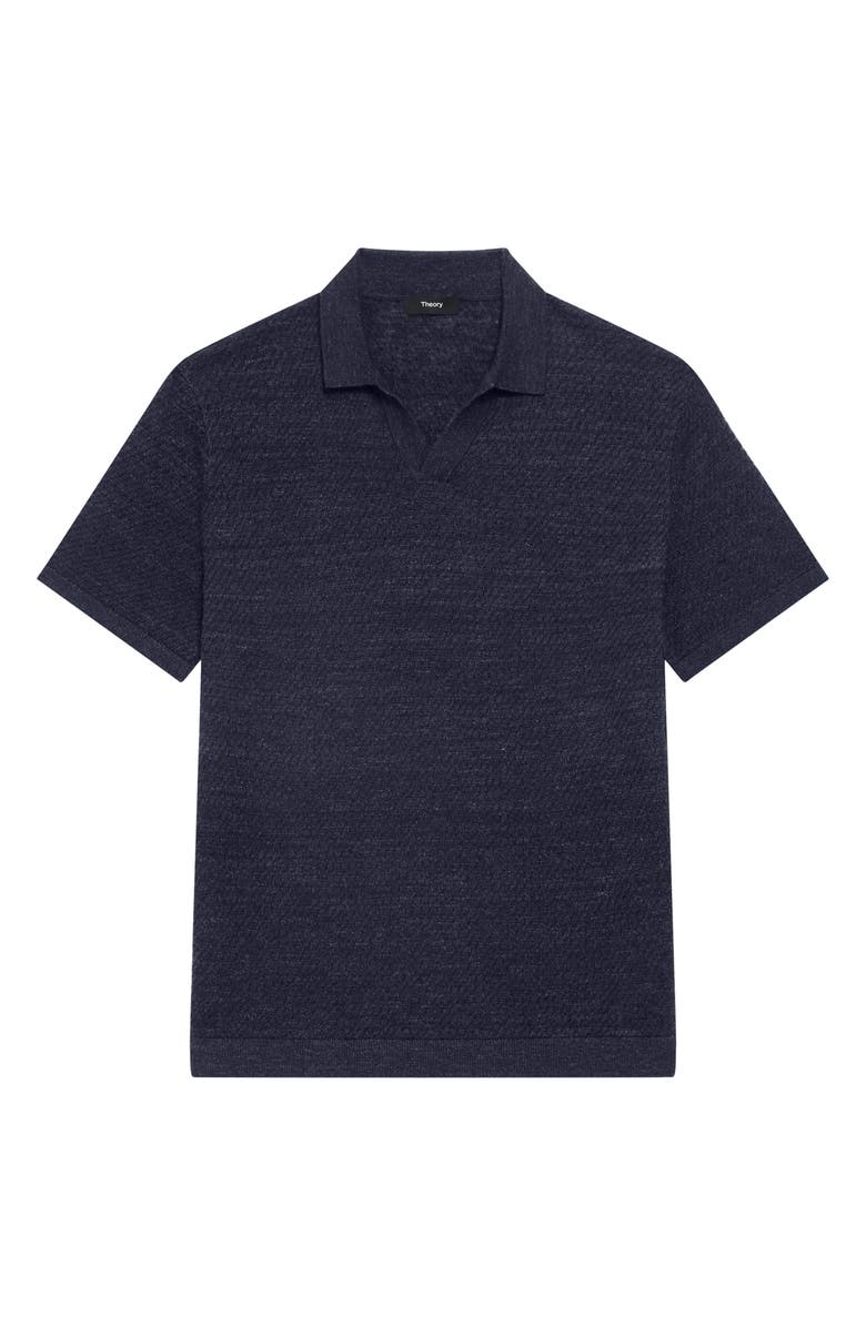 Theory Brenan Linen Blend Polo, Alternate, color, Baltic