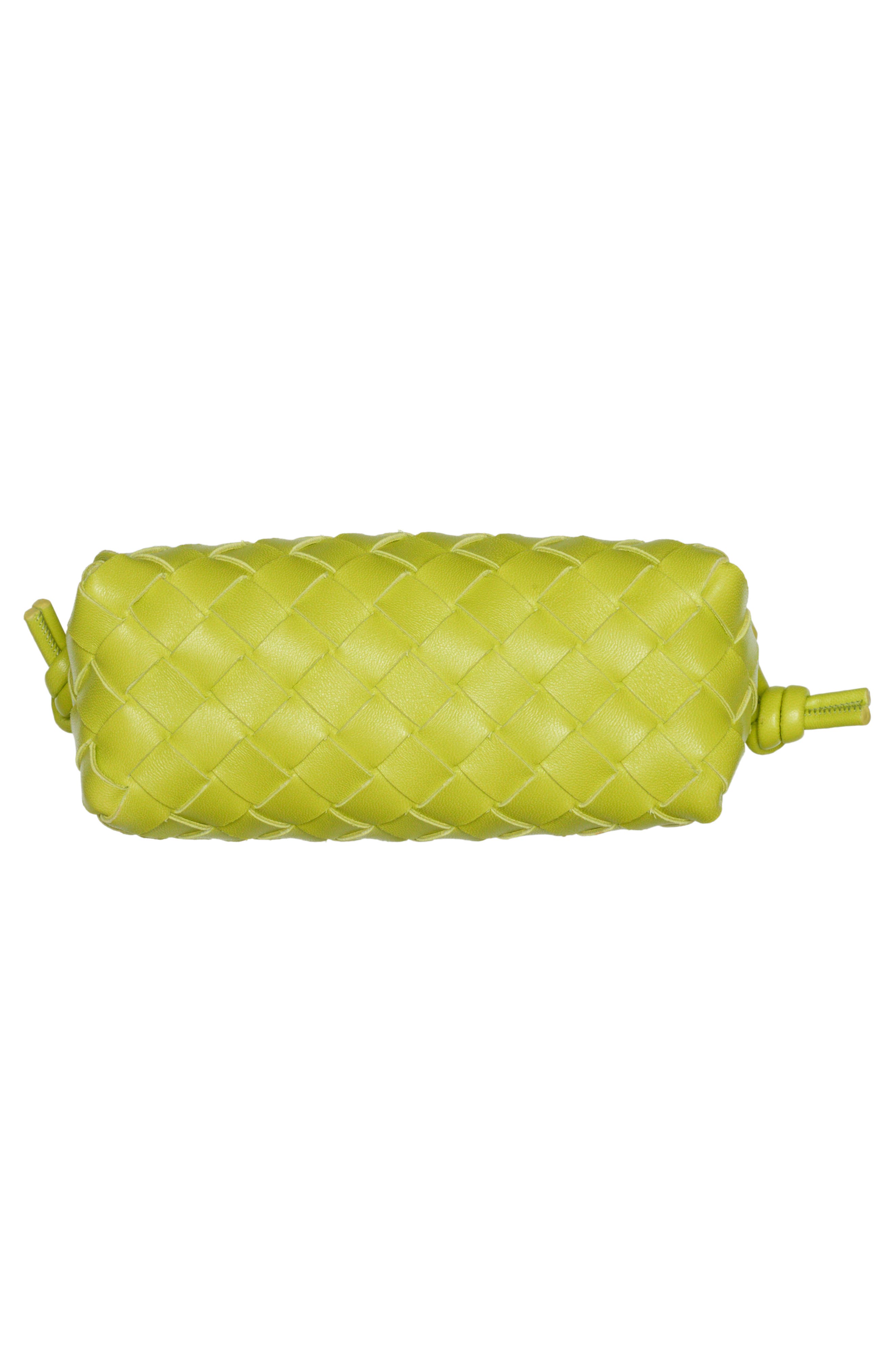 Small Intrecciato Leather Crossbody Bag, Alternate, color, ACID KIWI-GOLD