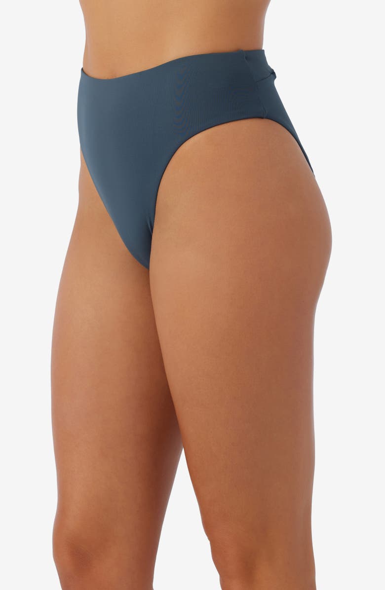 O'Neill Saltwater Solids Max High Cut Bikini Bottoms, Alternate, color, Slate