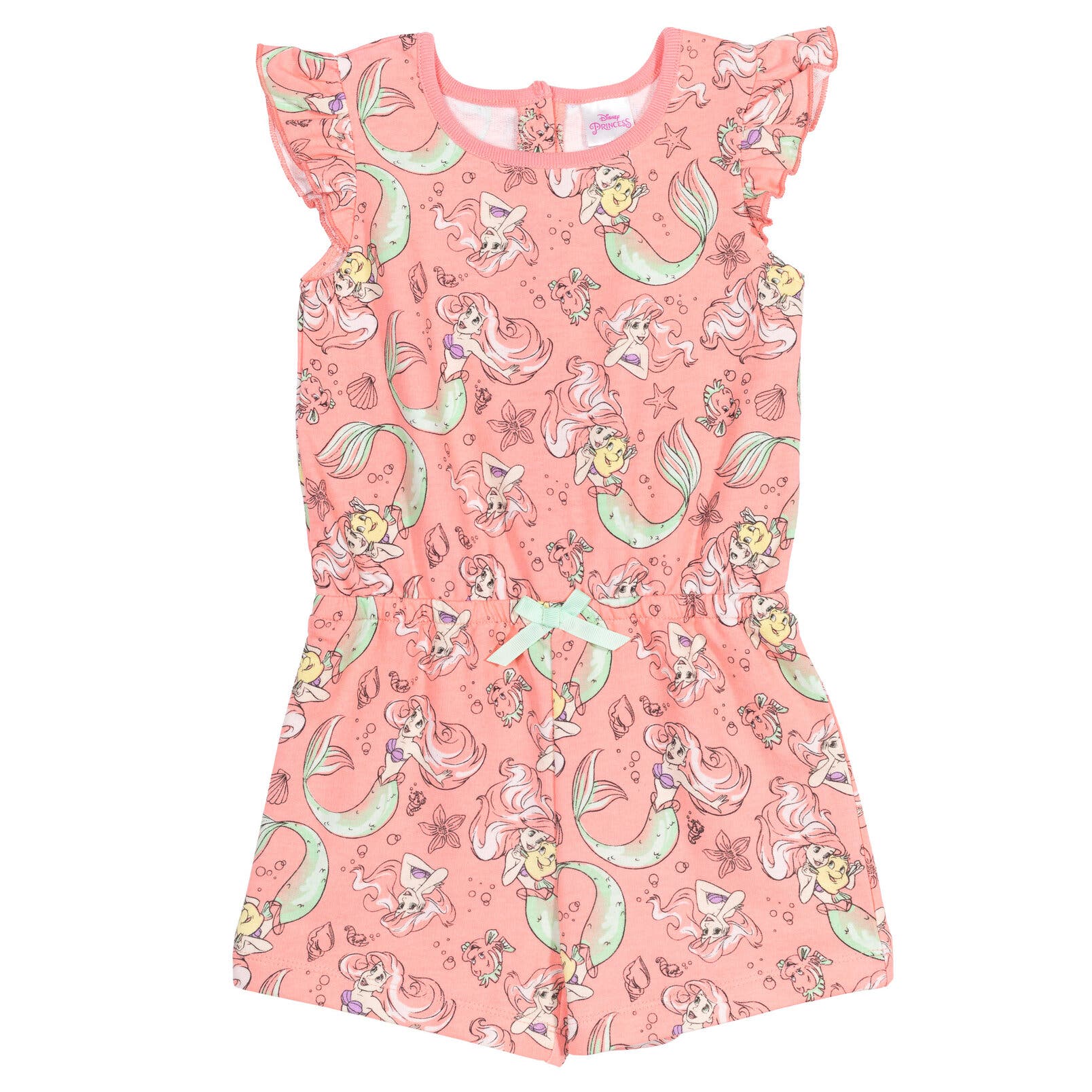 Disney Sleeveless Skater Romper in Princess Ariel Pink Pink 