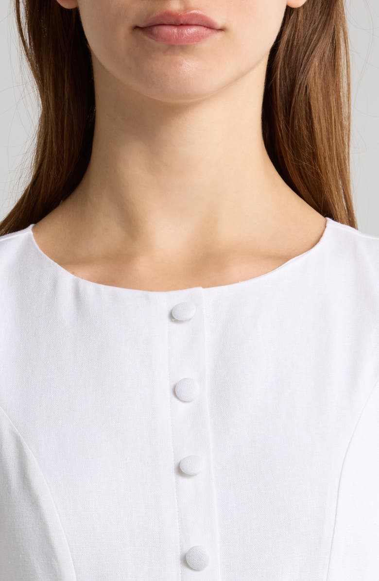 WAYF Martini Linen Blend Minidress, Alternate, color, Ivory