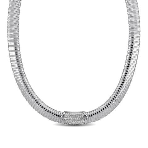 Cubic Zirconia Cluster Omega Necklace