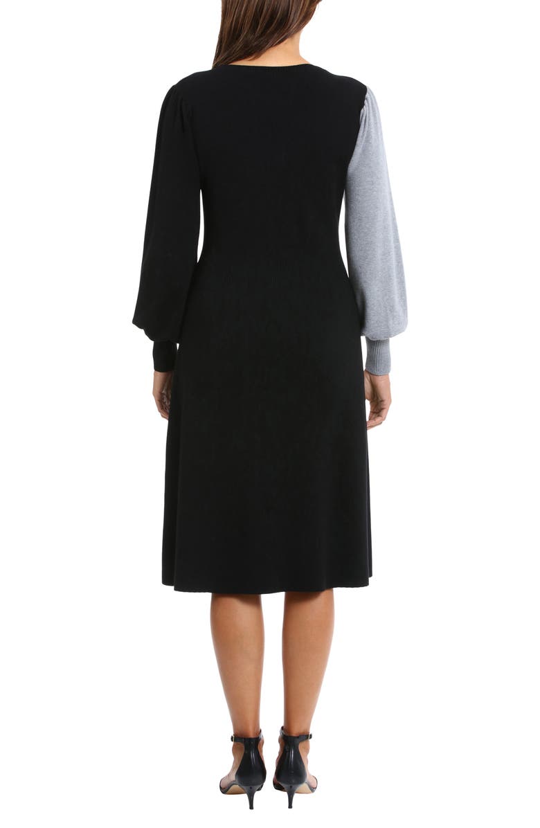 Maggy London Colorblock Faux Wrap Long Sleeve Sweater Dress, Alternate, color, 