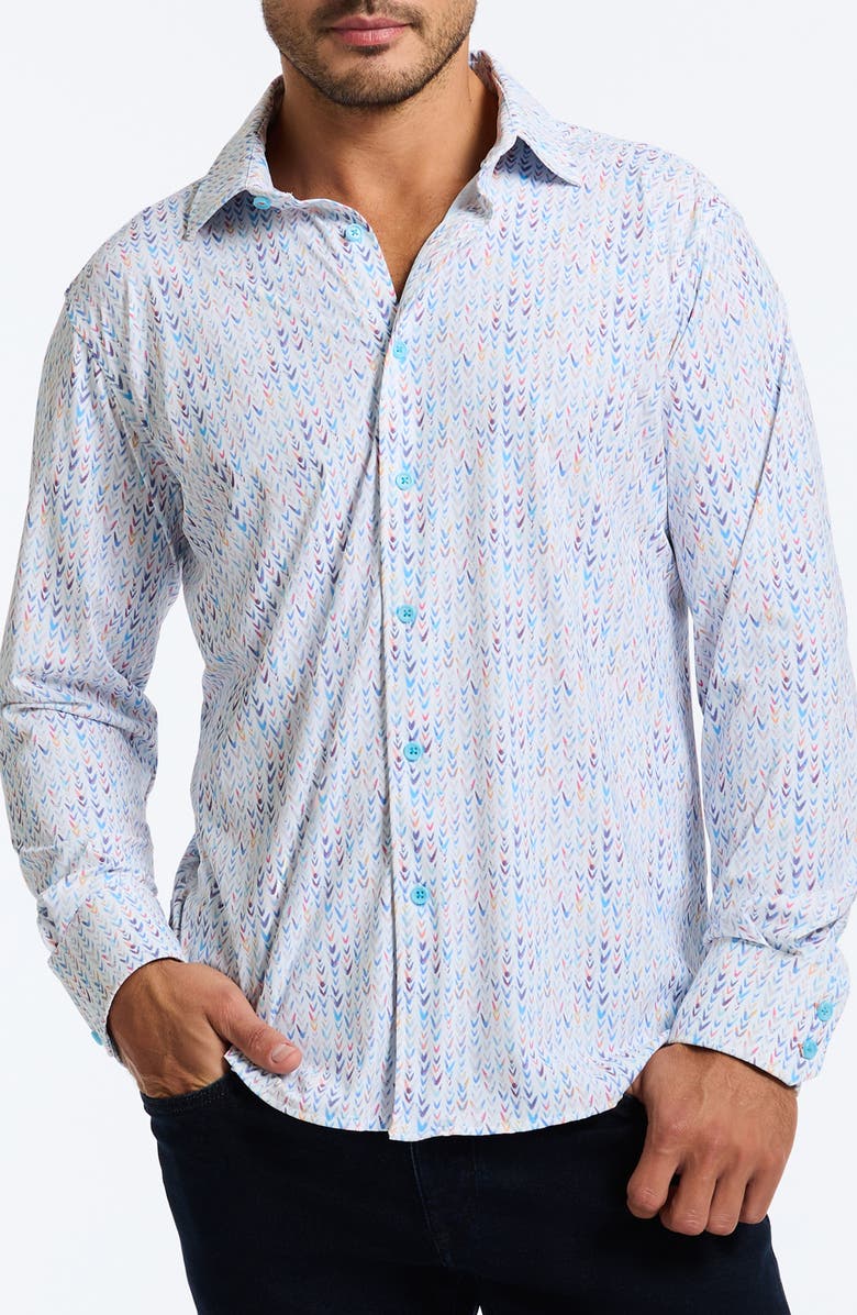 Robert Graham Slauson Classic Fit Herringbone Knit Button-Up Shirt, Main, color,