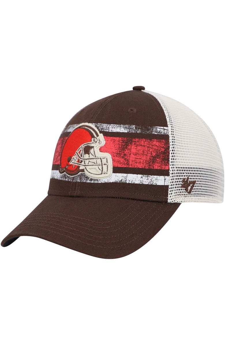 '47 Men's '47 Brown/White Cleveland Browns Interlude MVP Trucker Snapback Hat, Main, color, Brown