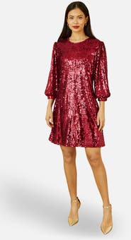 Yumi Balloon Sleeve Sequin Mini Dress