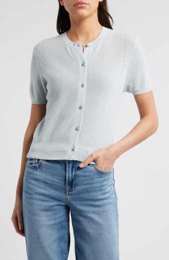 rag & bone Dina Short Sleeve Cotton & Cashmere Blend Cardigan