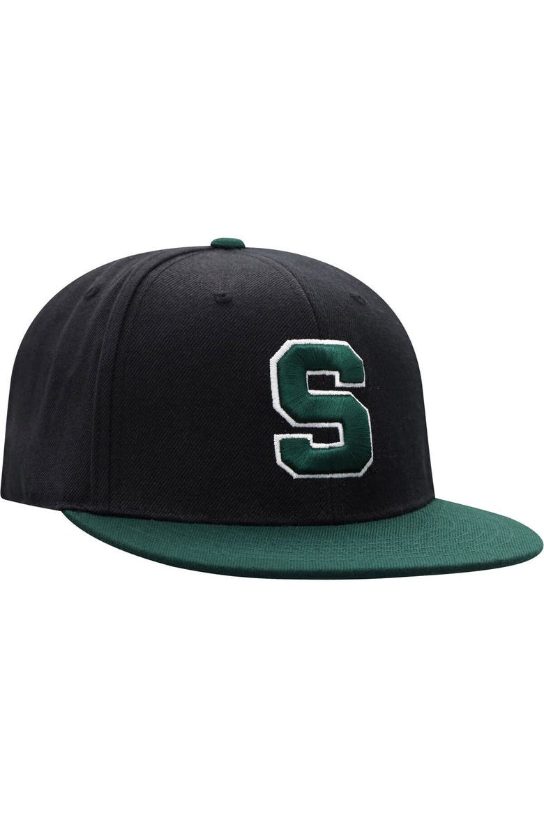 Men's Top of the World Black/Green Michigan State Spartans Team Color Two-Tone Fitted Hat, Alternate, color, Black