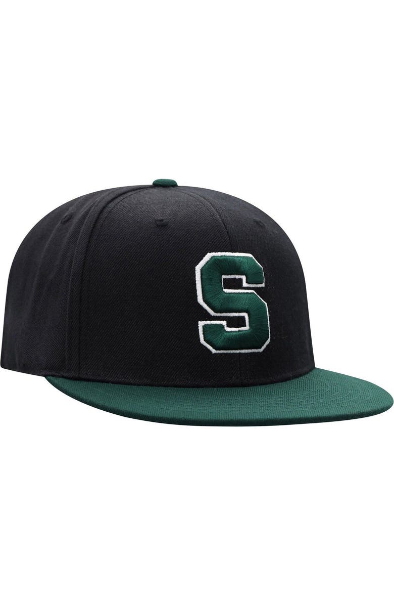 TOP OF THE WORLD Men's Top of the World Black/Green Michigan State Spartans Team Color Two-Tone Fitted Hat, Alternate, color, Black
