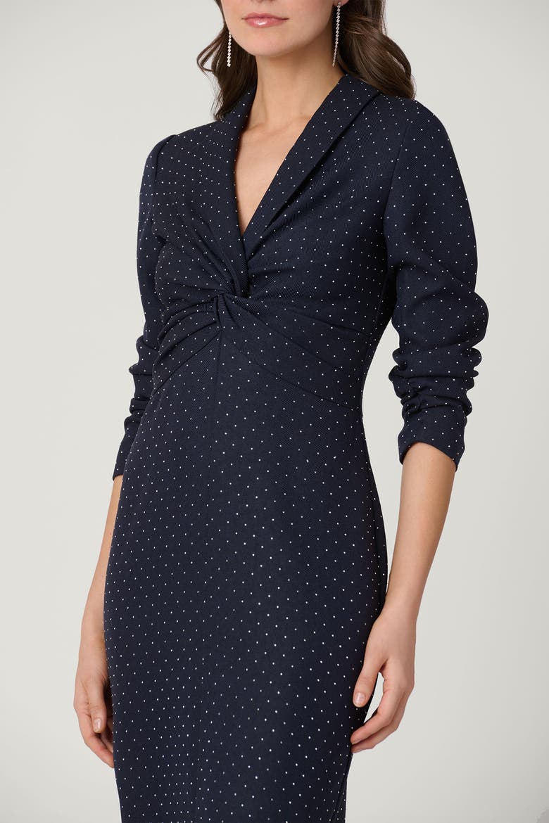 Midnight Asher Crystal Twill Dress, Alternate, color, Navy/Silver