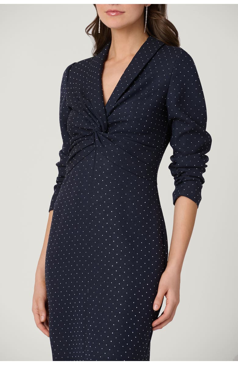 Shoshanna Midnight Midnight Asher Crystal Twill Dress, Alternate, color, Navy/Silver