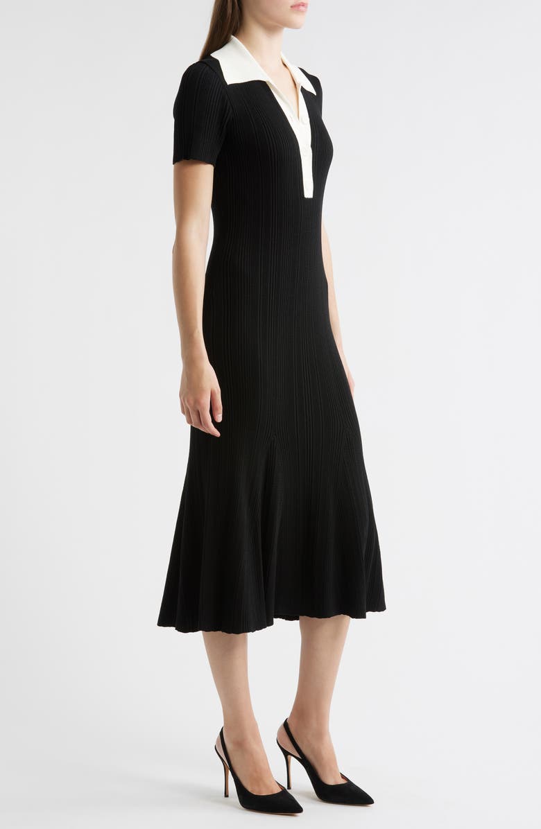 Julia Jordan Rib Midi Polo Dress, Alternate, color, Black