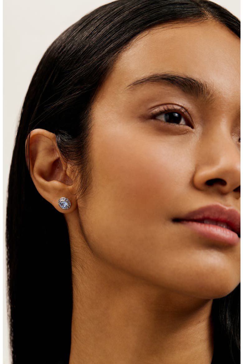 Soletia Stud Earrings, Alternate, color, SILVER TONE/ BLUE CRYSTAL