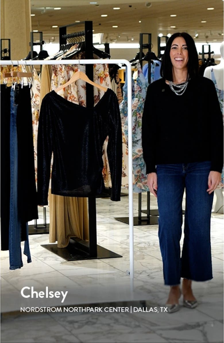 Metallic Long Sleeve Draped Knit Top, sales video thumbnail