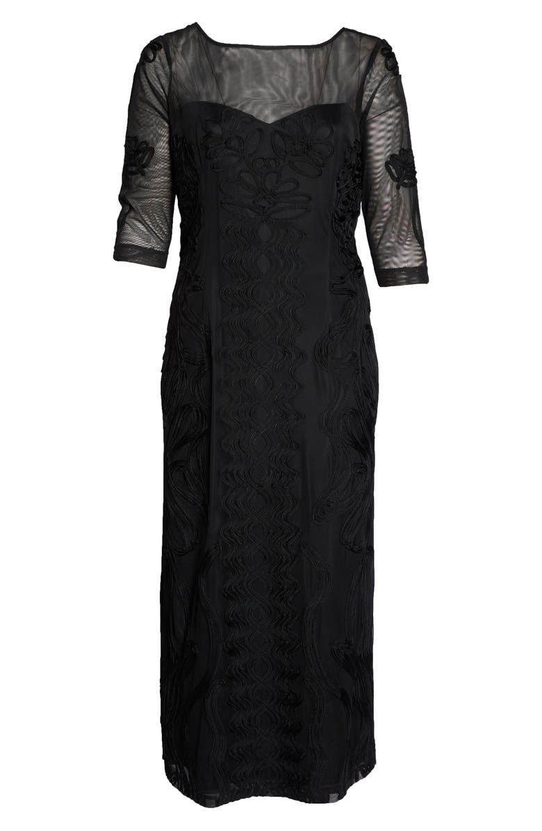 JS Collections Soutache Trim Mesh Column Gown, Alternate, color, 