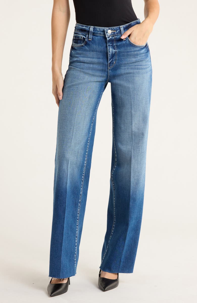 L'AGENCE Scottie Raw Hem High Waist Wide Leg Jeans, Main, color, Hampton