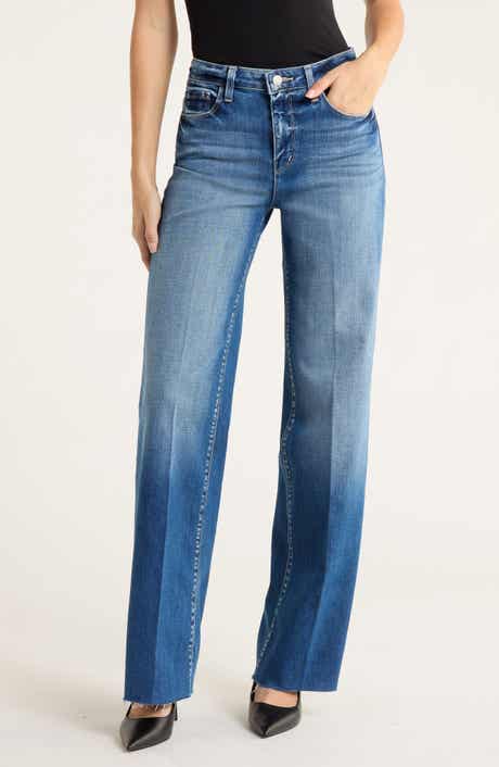 L'AGENCE Scottie Raw Hem High Waist Wide Leg Jeans