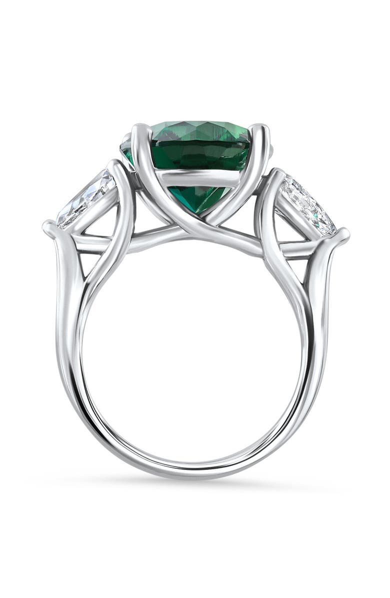 Bliss Diamond 16x12mm Emerald & 1Ct Pear Shape Diamond Ring 14k Gold Lab Grown, Alternate, color, 14K White Gold