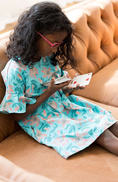 Mightly Organic Cotton Flutter Sleeve Cascade Dress In Tiger Lily