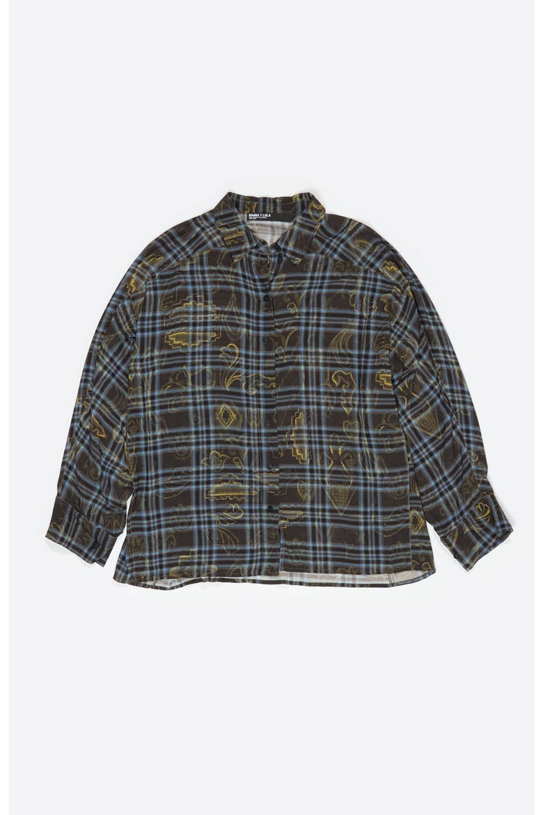 Oversize Stitching Shirt, Alternate, color, IKATMIX BLUE