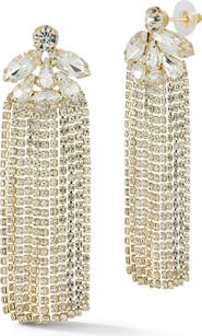 CHLOE AND MADISON Cubic Zirconia Flower Tennis Chain Drop Earrings