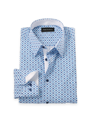 Paul Fredrick Cotton Point Collar Poplin Classic Contrast Trim Button Cuff Long Sleeve