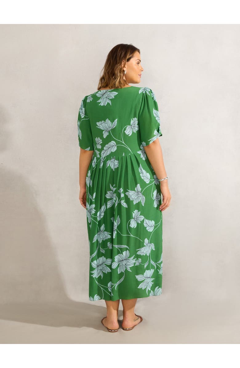 Live Unlimited Floral Print Lace Up Dress, Alternate, color, Green