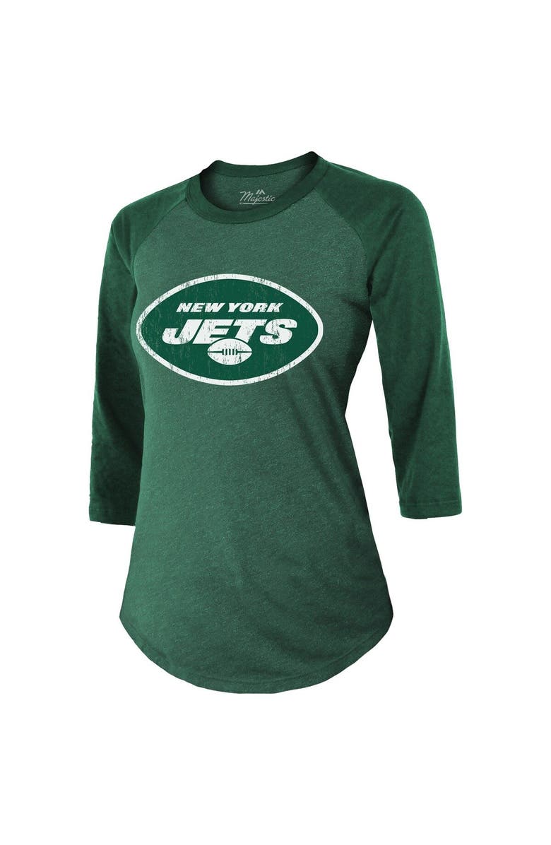 Majestic Threads Women's Majestic Threads Ahmad Sauce Gardner Green New York Jets Player Name & Number Tri-Blend 3/4-Sleeve Fitted T-Shirt, Alternate, color, Green