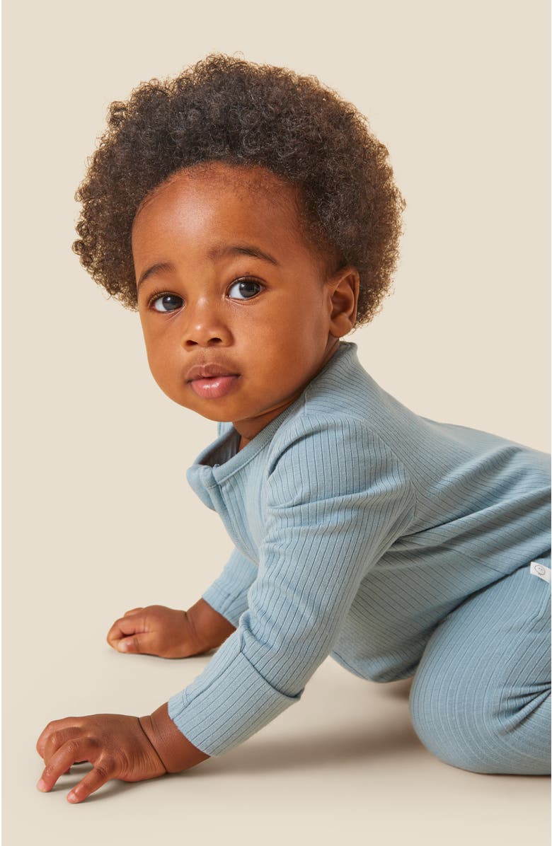 MORI Ribbed Two Way Zip-Up Sleepsuit, Alternate, color, Sky