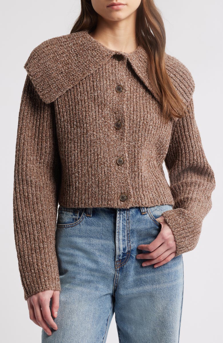 Treasure & Bond Marled Oversize Collar Cardigan, Main, color, Brown Tiramisu