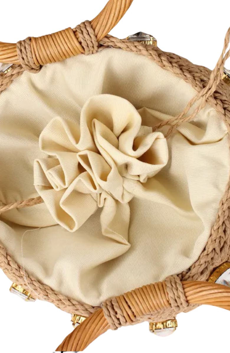 MacRae & Co. Rhinestone Straw Woven Bucket Bag, Alternate, color,