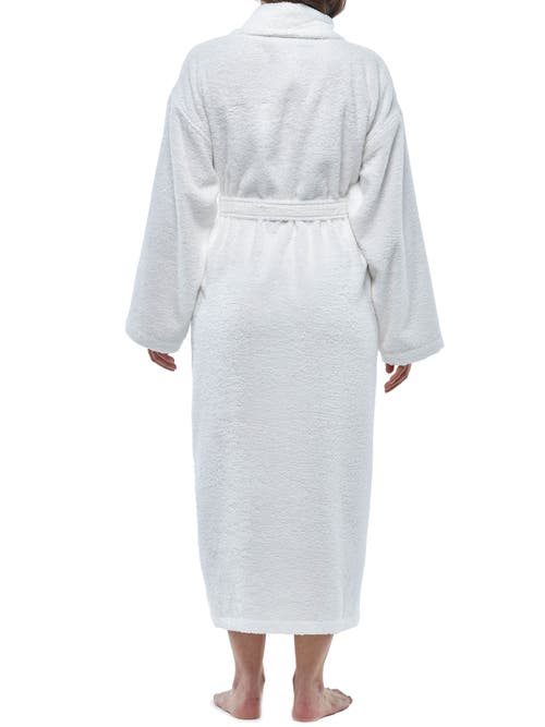 Arus Shawl Collar Turkish Terry Cotton Bathrobe For Women In White